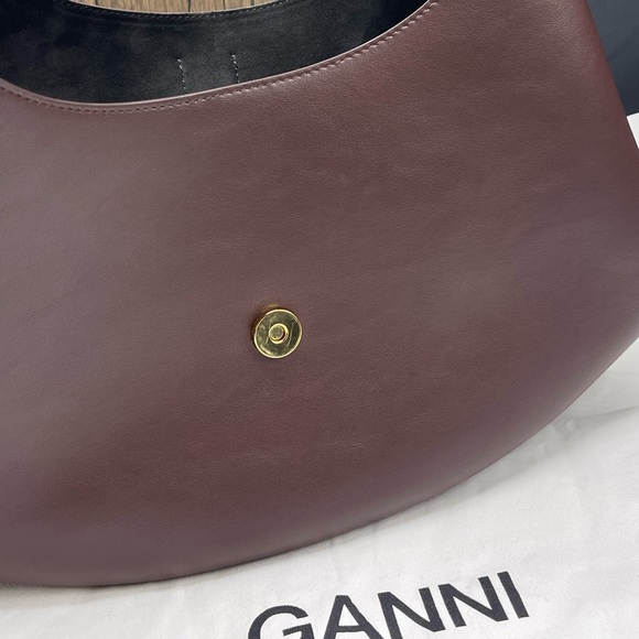 GANNI Butterfly Logo Chicory Coffee Small Kat Shoulder Bag #A7302 - Picture 10 of 15